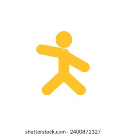 vector image of an icon of a person walking enthusiastically, good for icons, banners, covers, logos