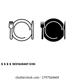 Vector image. Icon of a plate with cutlery.