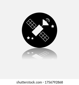 Imagen vectorial. Icono de un satélite. Imagen del botón de fantasía.