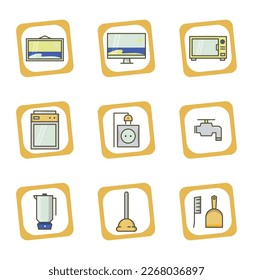 vector image icon set of household elements with white background