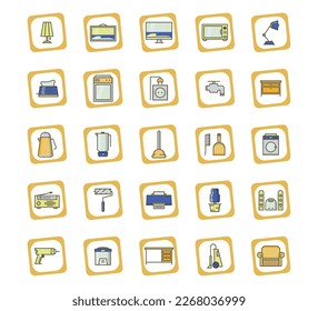 vector image icon set of household elements with white background