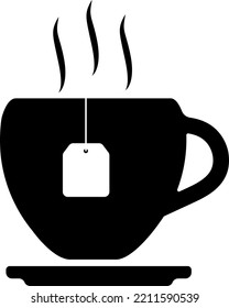vector image (icon, silhouette) of a cup of tea with a bag