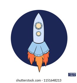 Vector image. Icon space cartoon rockets isolated on white background.