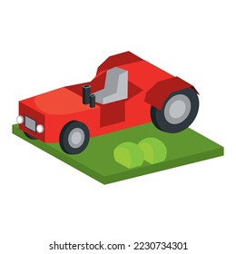 vector image icon of a tractor in 3d on white background