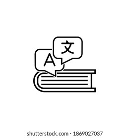 Vector image. Icon of a translator book. Languages ​​image.