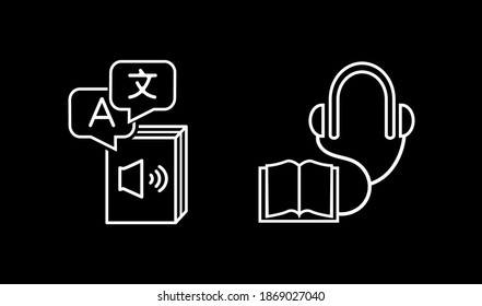 Vector image. Icon of a translator book. Languages ​​image.
