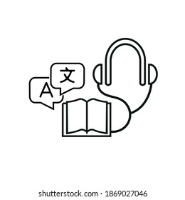 Vector image. Icon of a translator book. Languages ​​image.