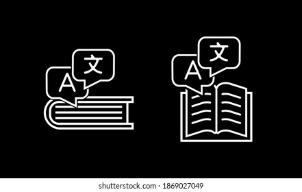 Vector image. Icon of a translator book. Languages ​​image.