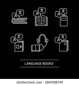Imagen vectorial. Icono de un libro de traductores. Imagen de Languages・.