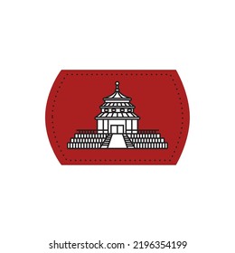 imagen vectorial, iconos de monumentos de la ciudad con fondo rojo.