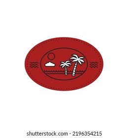 imagen vectorial, iconos de monumentos de la ciudad con fondo rojo.