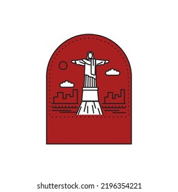 imagen vectorial, iconos de monumentos de la ciudad con fondo rojo.
