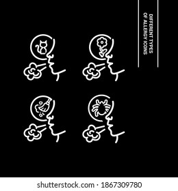 Vector image. Icons of different types of allergy.