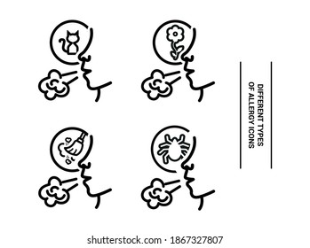 Vector image. Icons of different types of allergy.