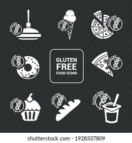 Vector image. Icons of different types of gluten free food.