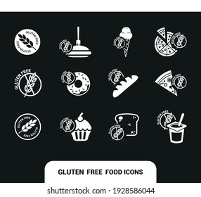 Vector image. Icons of different types of gluten free food.