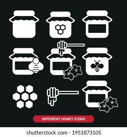 Vector image. Icons of different types of honey.