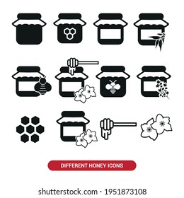 Vector image. Icons of different types of honey.