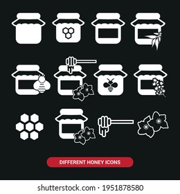 Vector image. Icons of different types of honey.