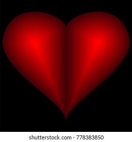 Vector image icons hearts. Red heart on a black background.