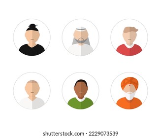 Vektorbild von Symbolen von Menschen verschiedener Nationalitäten.