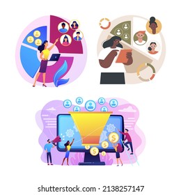 vector image of icons of people working with their respective skills for your social media needs