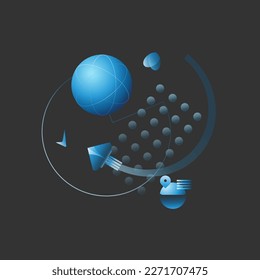 Vector image,  icons, icons and symbols, modern gradient on a black background