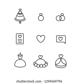 Vector image of icons. Icons for wedding theme and valentine day.
