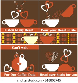 Vector image illustrating love filled conversations over Coffee - Coffee background for restaurants, cafe and coffee lovers