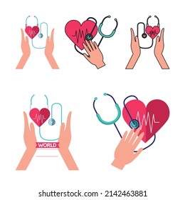 Vector image illustration of blood chart, heart, ribbon, stethoscope. perfect for medical background needs and commemorating world hemophilia day