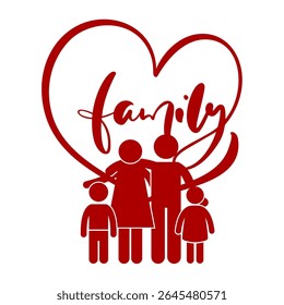 vector image illustration of character with family