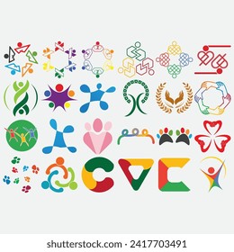 vector image illustration of a collection of abstract community logos