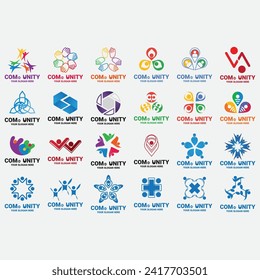 vector image illustration of a collection of abstract community logos