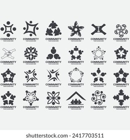 vector image illustration of a collection of abstract community logos
