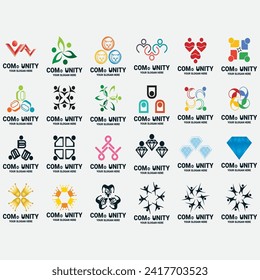 vector image illustration of a collection of abstract community logos