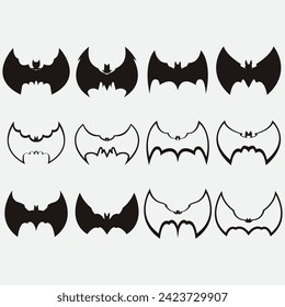 vector image illustration of a collection of bat logos