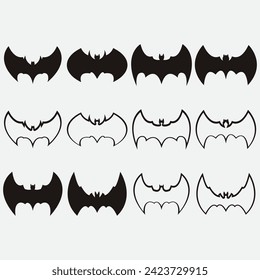 vector image illustration of a collection of bat logos
