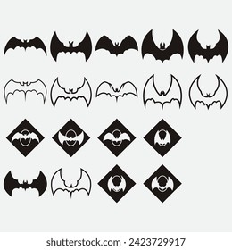 vector image illustration of a collection of bat logos
