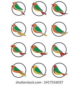 vector image illustration of a collection of bird logos