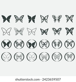 ilustración vectorial de una colección de logotipos de mariposa