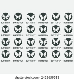 ilustración vectorial de una colección de logotipos de mariposa