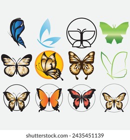 vector image illustration of a collection of butterfly logos