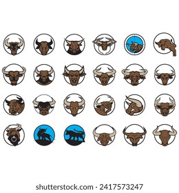 vector image illustration of a collection of cow logos