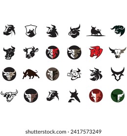 vector image illustration of a collection of cow logos