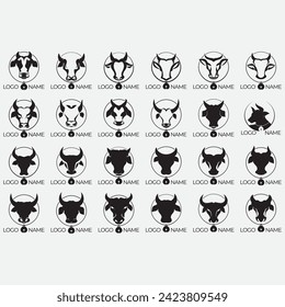 ilustración vectorial de una colección de logotipos de vaca