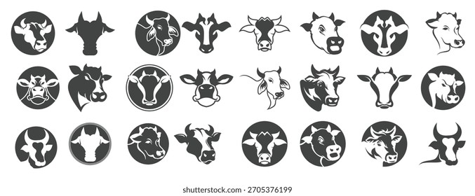 vector image illustration of a collection of cow logos