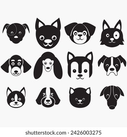 ilustración vectorial de una colección de logotipos de perros