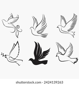 ilustración vectorial de una colección de logos de paloma