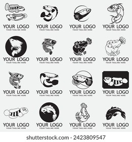 vector image illustration of a collection of fish logos
