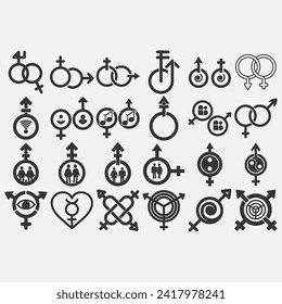 vector image illustration of a collection of gender logos